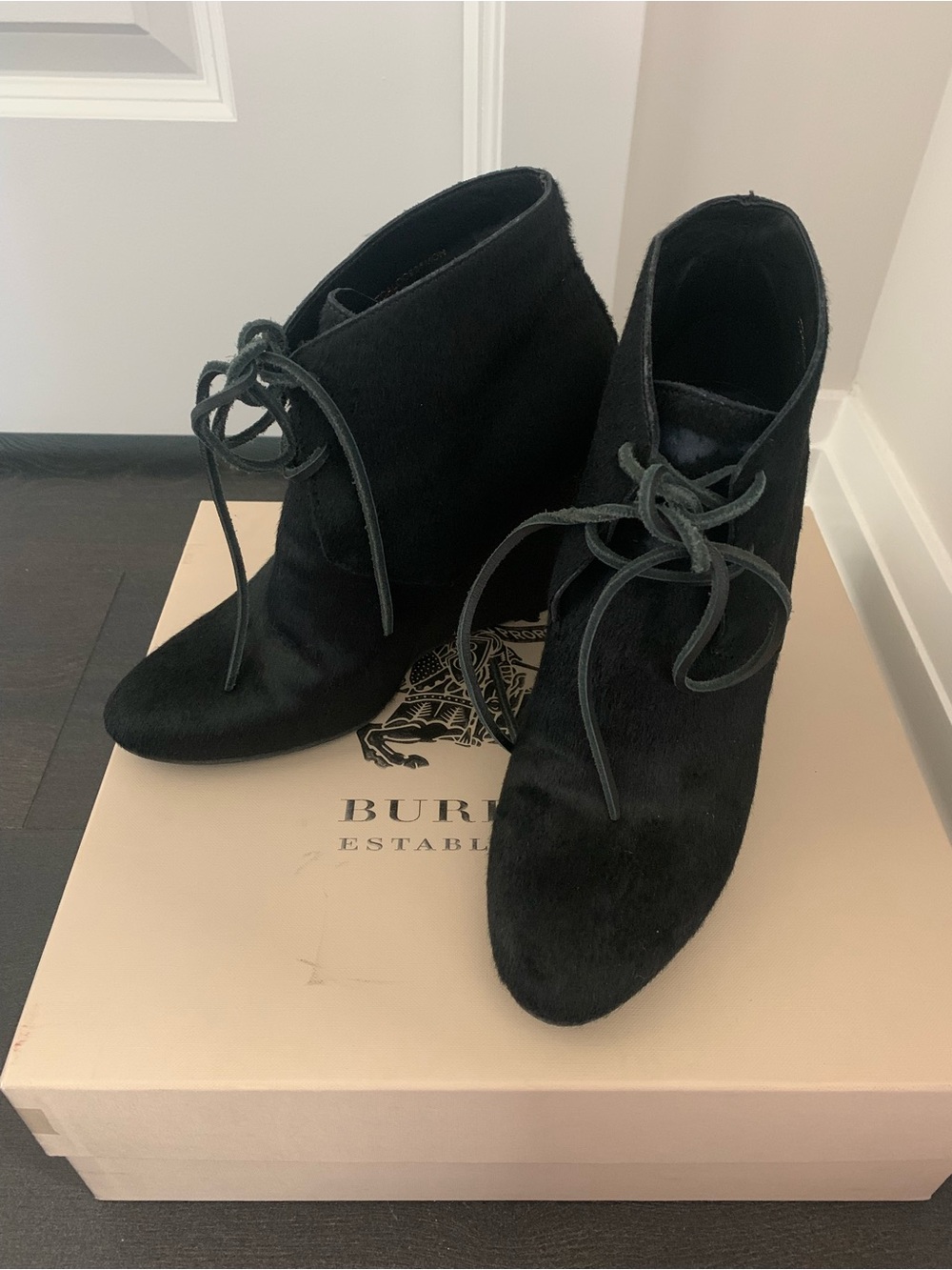 Burberry Black Lace-Up Ankle Boots